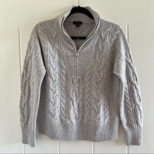 J.Crew cable-knit half-zip sweater in Supersoft yarn